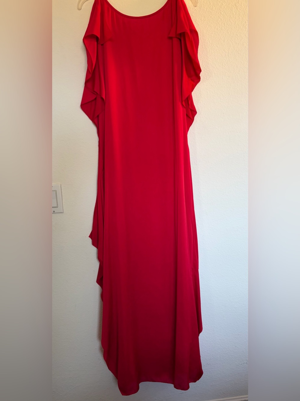 BCBGMaxAzria Red Ruffle-Sleeve satin Maxi Dress